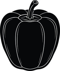 Bell Pepper Black Silhouette Vector