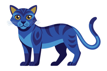 Stylish Blue Cat Illustration Playful Feline with Golden Eyes and Unique Markings Artistic Feline Design