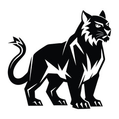 Stylized Black Silhouette of a Powerful Tiger with Sharp Angles and Fierce Expression