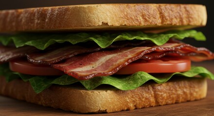 Crispy bacon, juicy tomato, and crisp lettuce layered between toasted bread slices (1)