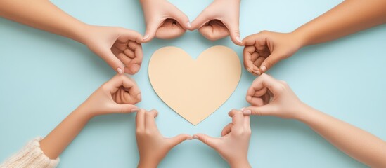 Diverse Hands Forming Heart Shape Symbolizing Unity, Love, and Collaboration