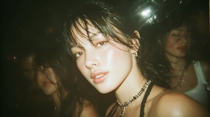 vintage flash photography nightlife party film aesthetic retro grain clubbing atmosphere low light candid