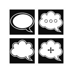 Four speech bubbles with different shapes symbols on a talk communication