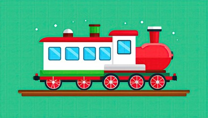 Cartoon train on teal background