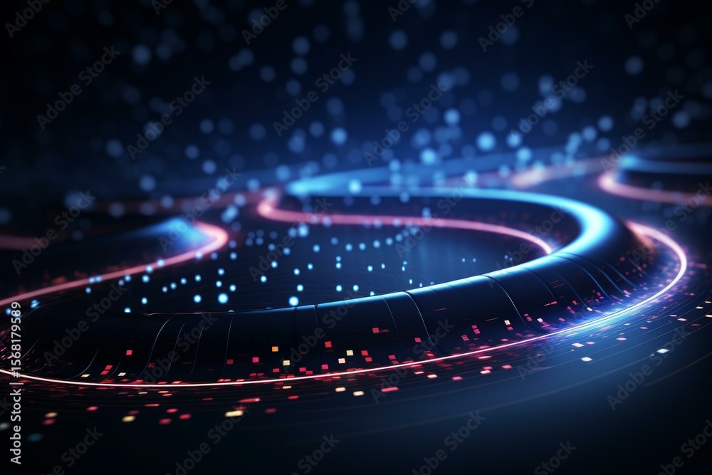 Fototapete Glowing lines of data flow through cyberspace, creating an abstract representation of digital communication