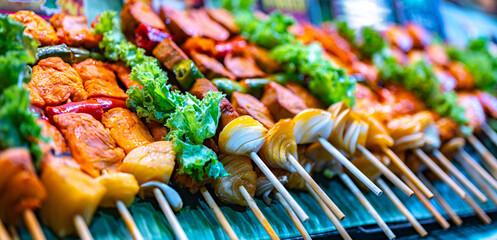 Street food sold at Bangla Night Market in Patong, Thailand
