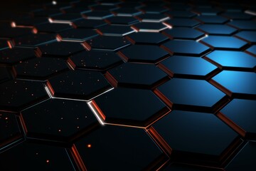 Fototapeta premium Hexagonal surface with glowing edges creates a futuristic and technological background, ideal for modern and innovative projects