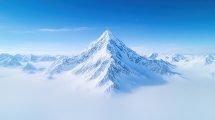 Majestic Snowy Mountains Above the Clouds

