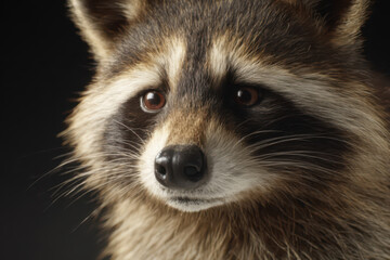 Portrait of a single raccoon facing forward