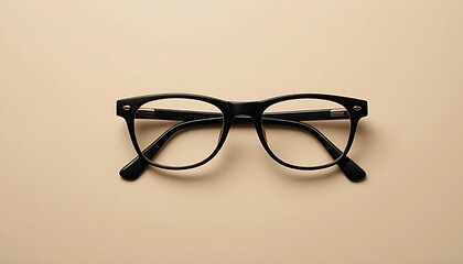 Stylish Black Eyeglasses on a Minimal Beige Background