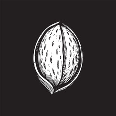 Almond nut line icon. Tasty nuts sign. Vegan food. Quality design element.