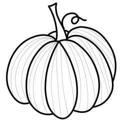 black and white outline pumpkin illustration - handrawn vector illustration 