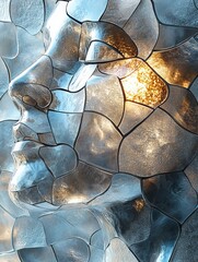 Fragmented Identity: A Mosaic of the Human Form in Abstract Texture and Radiant Light, Expressing the Breakdowns and Reconstructions of the Self.