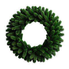 Green Evergreen Wreath Icon 3D Rendered on Transparent Background for Holiday Decorations