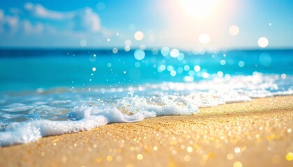 さわやかな夏の砂浜、涼しげなアクセント、景色の画像