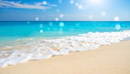 さわやかな夏の砂浜、涼しげなアクセント、景色の画像