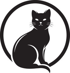 Obraz premium vector design of a cat sitting inside a circle outline.eps