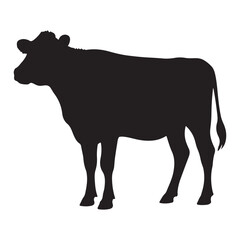 Silhouette of a Cow Black and White Farm Animal Illustration