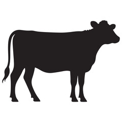 Silhouette of a Cow Black and White Farm Animal Illustration