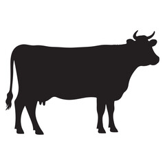 Silhouette of a Cow A Simple Black and White Farm Animal Illustration