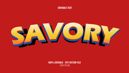 3D text effect style savory, editable text effect