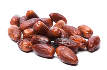 Dry tasty dates on white background