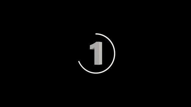 3 to 0 second countdown with circle animation, 3 to 0 animation countdown on black background. 4K video