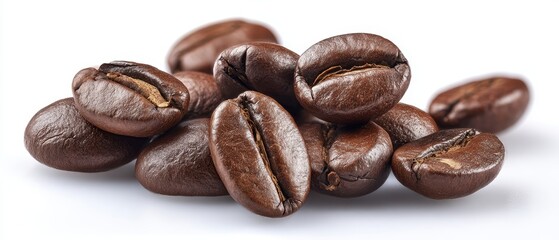 Obraz premium The collection of roasted coffee beans showcasing their rich texture and colors.