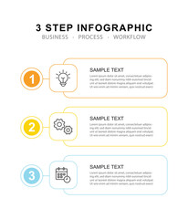 Modern business 3 step process infographic timeline.