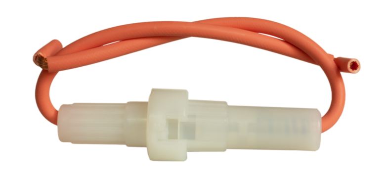 Inline fuse holder with orange wires