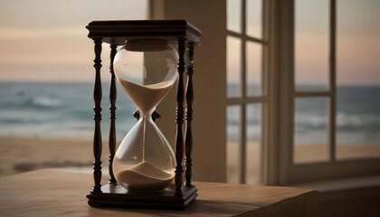 Hourglass on an open window