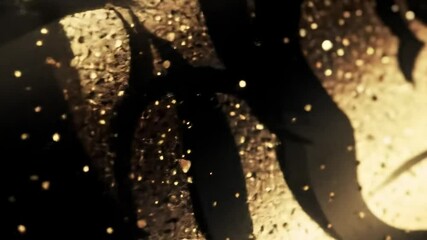 Silhouette figures in a golden haze