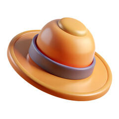 Fototapeta premium An orange fedora hat with a brown band, isolated on transparent background