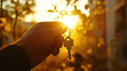 Hand holding a key towards the sun, representing new beginnings and opportunities