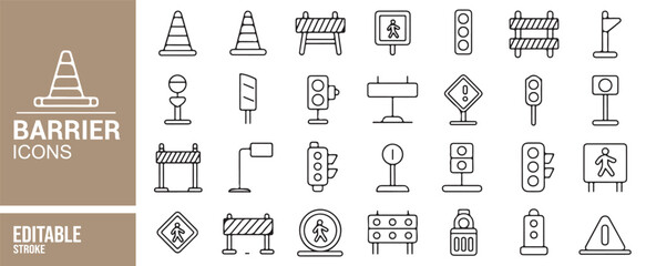 Vector Barrier Icons for Roadblocks, Safety, and Warning Illustrations © SAHARA