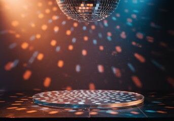 A mesmerizing disco ball reflecting colorful lights and shadows in a dark setting.