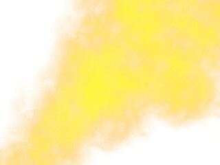 Yellow mist or color smoke is spreads from below, transparent background illustration drawn on a tablet, used for graphic design.