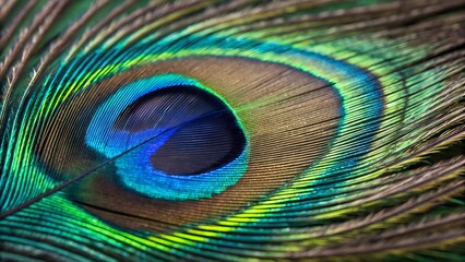 Naklejka premium Macro View of a Peacock Feather Eye Spot in Stunning Detail