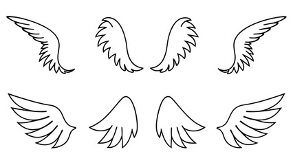 Angel Wings Vector Line Art Set