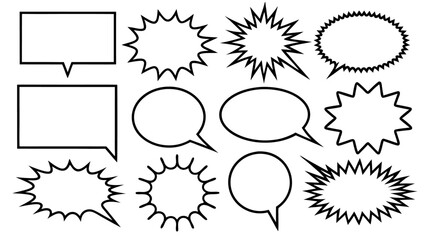 Set of Hand Drawn Speech Bubbles on tranparent background