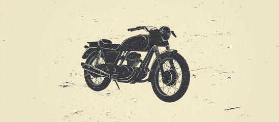 Vintage Motorbike Illustration on Textured Cream Backdrop Evoking Nostalgia