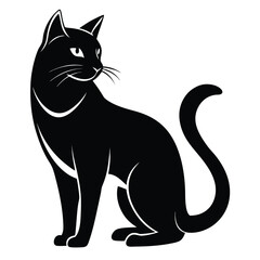 Elegant Silhouette of a Feline Companion A Striking Portrayal of a Mysterious Black Cat