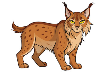 Cartoon Bobcat Illustration Detailed Fur and Spot Markings in Bold Colors