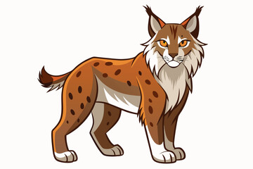 Illustration of a Majestic Lynx Standing Tall with a Curious Expression and a Playful Pose