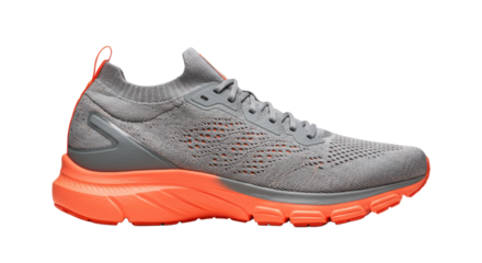 Gray and Orange Running Shoe.