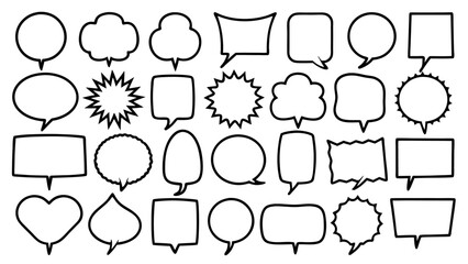 Obraz premium Set of Hand Drawn Speech Bubbles on tranparent background