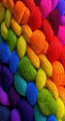 Vibrant rainbow-colored braided yarn texture
