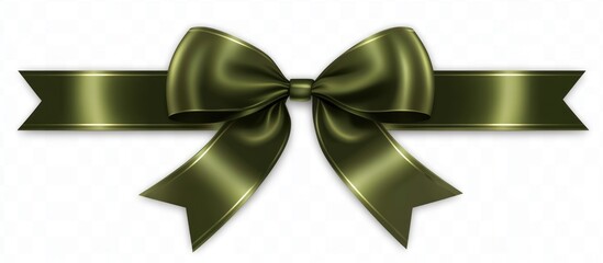 Olive-toned ribbon with a golden accent, against a blank backdrop, elegant and classic