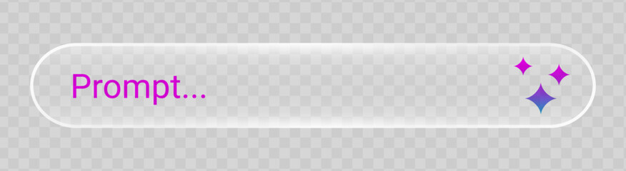 Generative AI bar design in liquid glass. Artificial intelligence prompt search field transparent