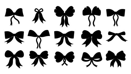 set of ribbon silhouette vector